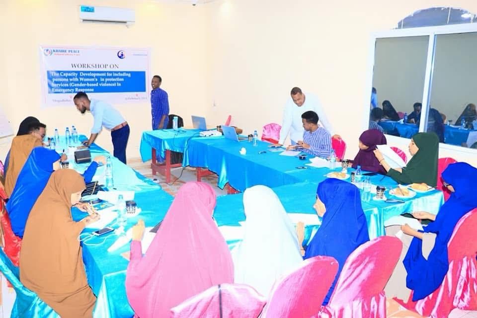 Participants at the KPHF and Faqih Foundation GBV workshop, Hotel Badar, Mogadishu